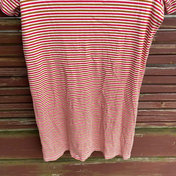 Madewell Swingy Tee Dress Mini Striped Ribbed Knit Scoop Neck Short Sleeve Small - Picture 6 of 8